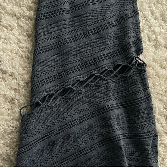 Dion Lee Slate Blue Long Sleeve Crochet Knit High Neck Lace-Up Dress - Picture 3 of 9